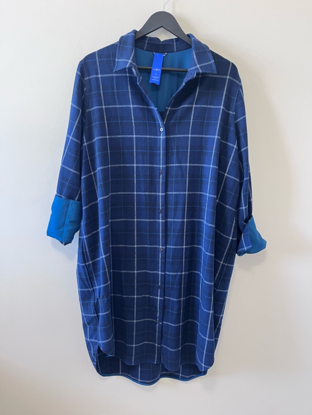 KIT AND ACE FLANNEL PLAID RELAXED SHIRT DRESS SIZE LARGE